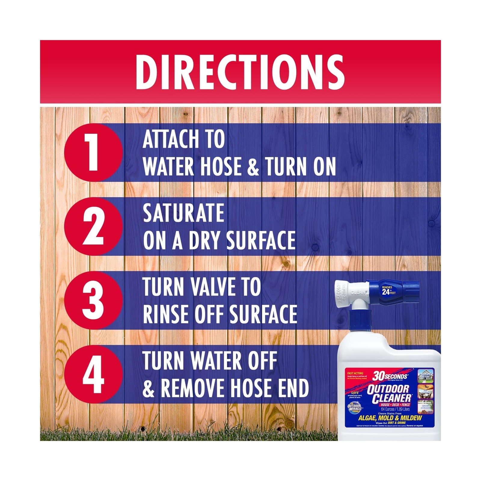 30 SECONDS Outdoor Cleaner – Rapid Results, Cleans Stains From Algae, Mold & …