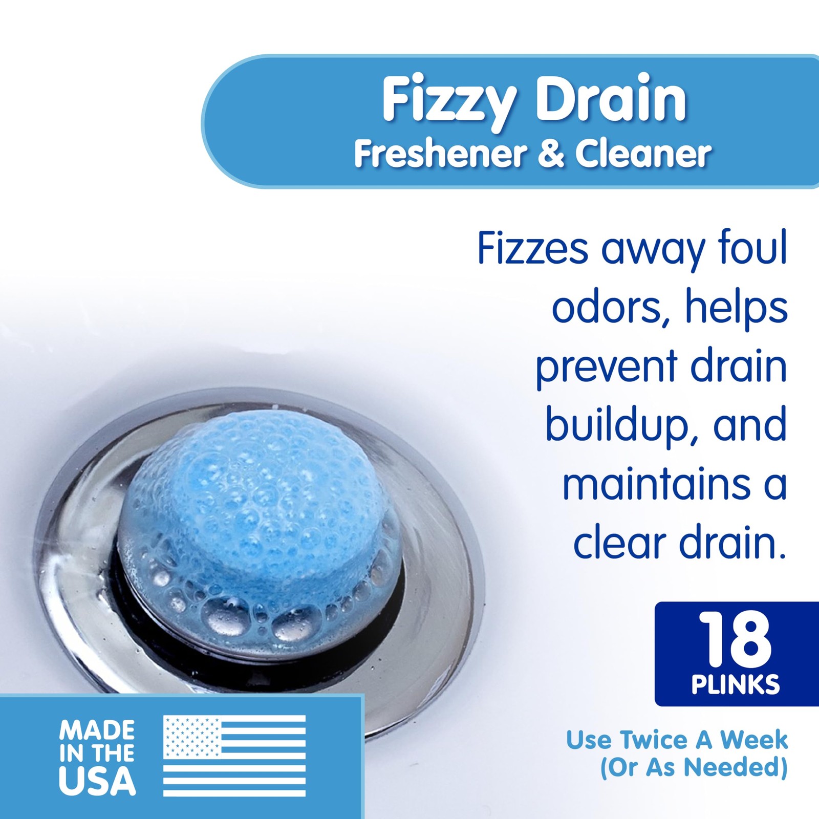 Fizzy Drain Cleaner and Freshener, Prevents Drain Clogs and Buildup, Removes …