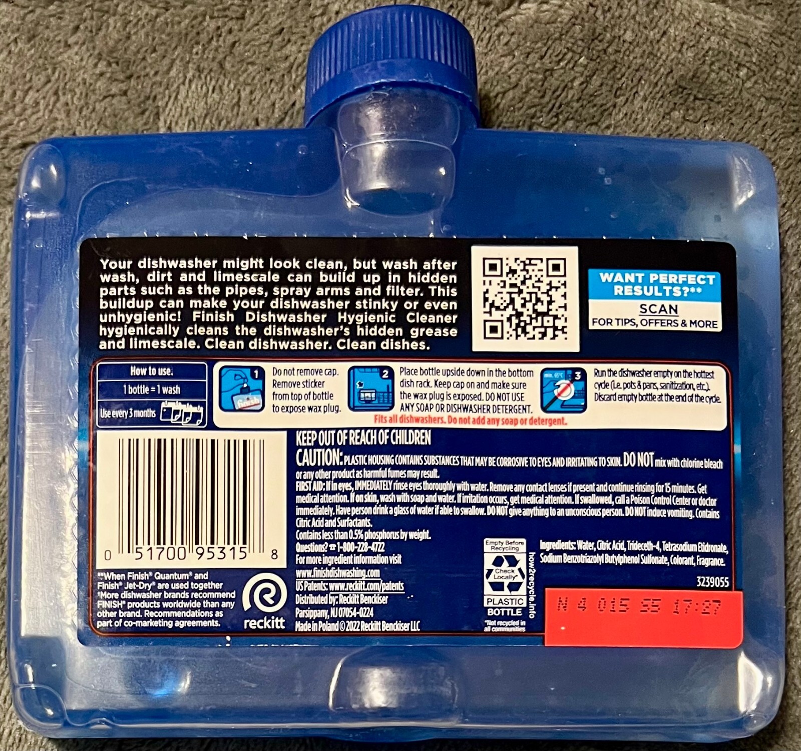 2 Pack Finish Dishwasher Hygienic Cleaner – Cleans Grease & Limescale – 8.45 OZ