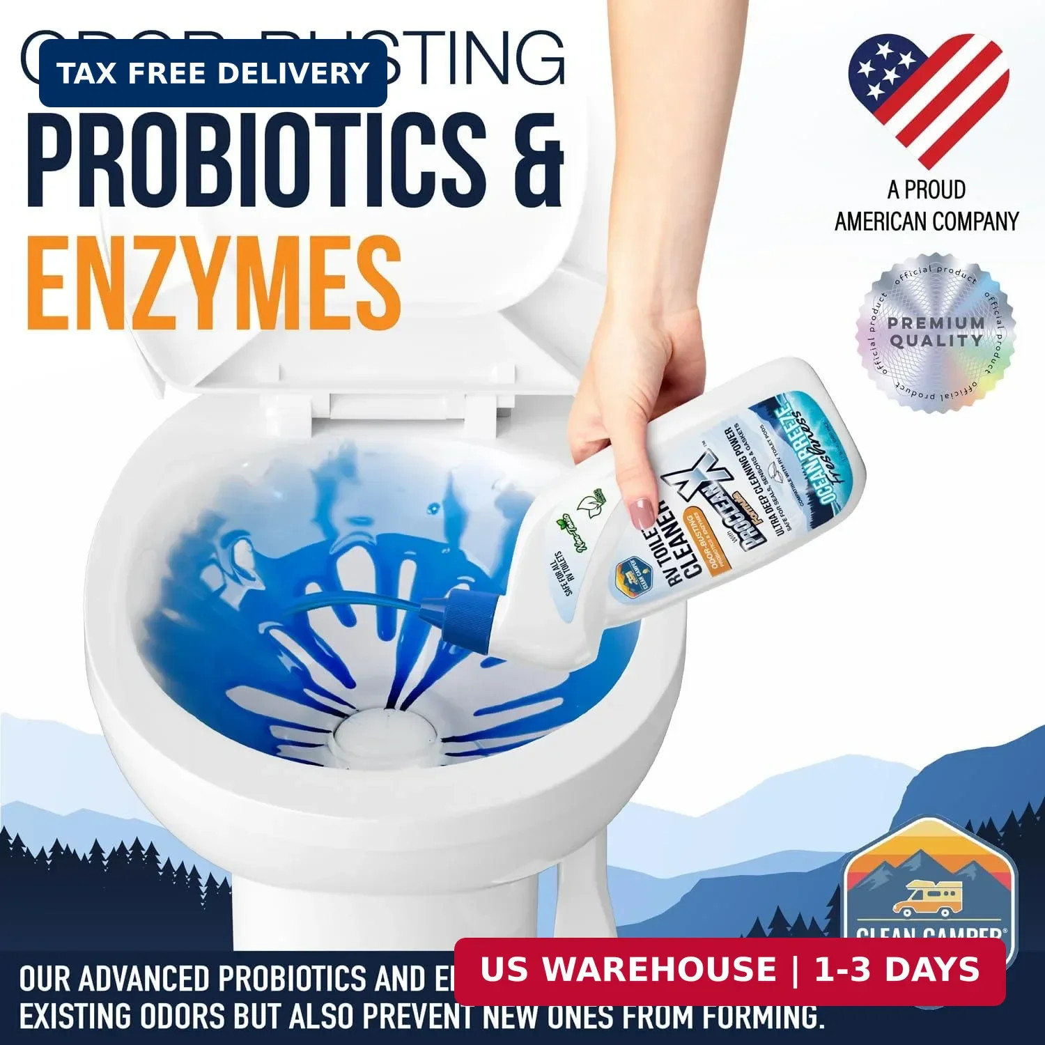 Clean Camper RV Toilet Bowl Cleaner ProClean X™ Formula | Enzyme & Probiotic Pow