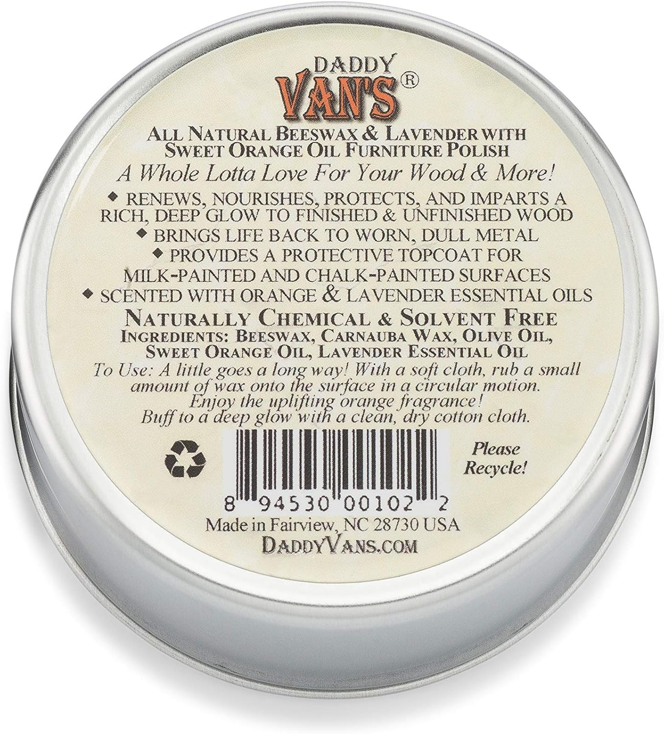 Beeswax Furniture Polish – Natural Wood Polish with Lavender & Sweet Orange Oil