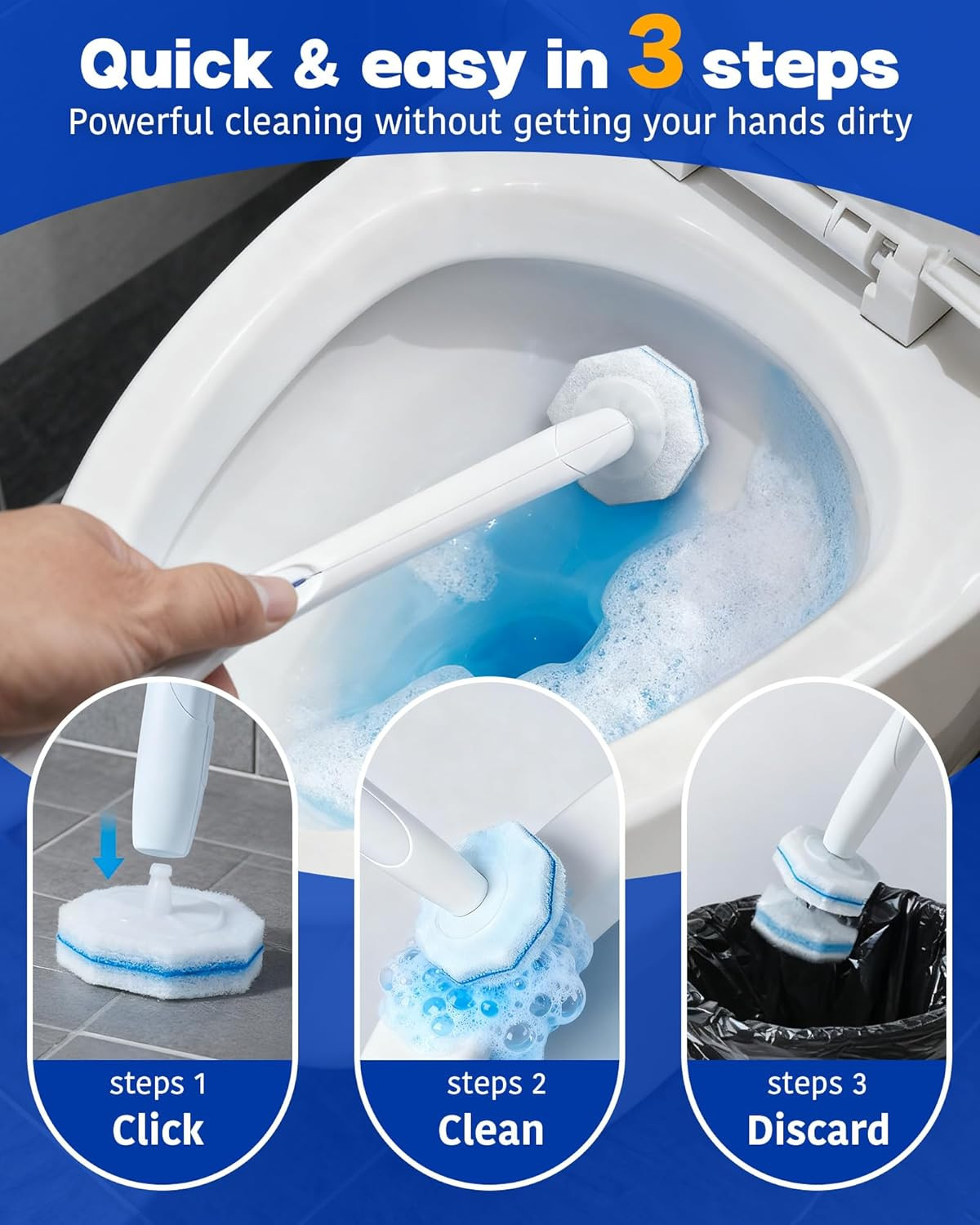 60 Pack Wand Refills Compatible with Clorox Toilet Brushes, Instant Foam Cleanin