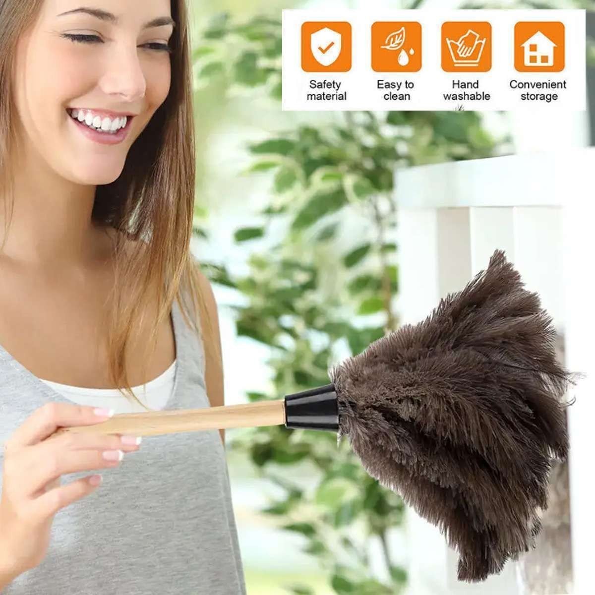 1-5pcs Ostrich Feather Duster Durable Dust Collecting Cleaning Tool In Wool Shop