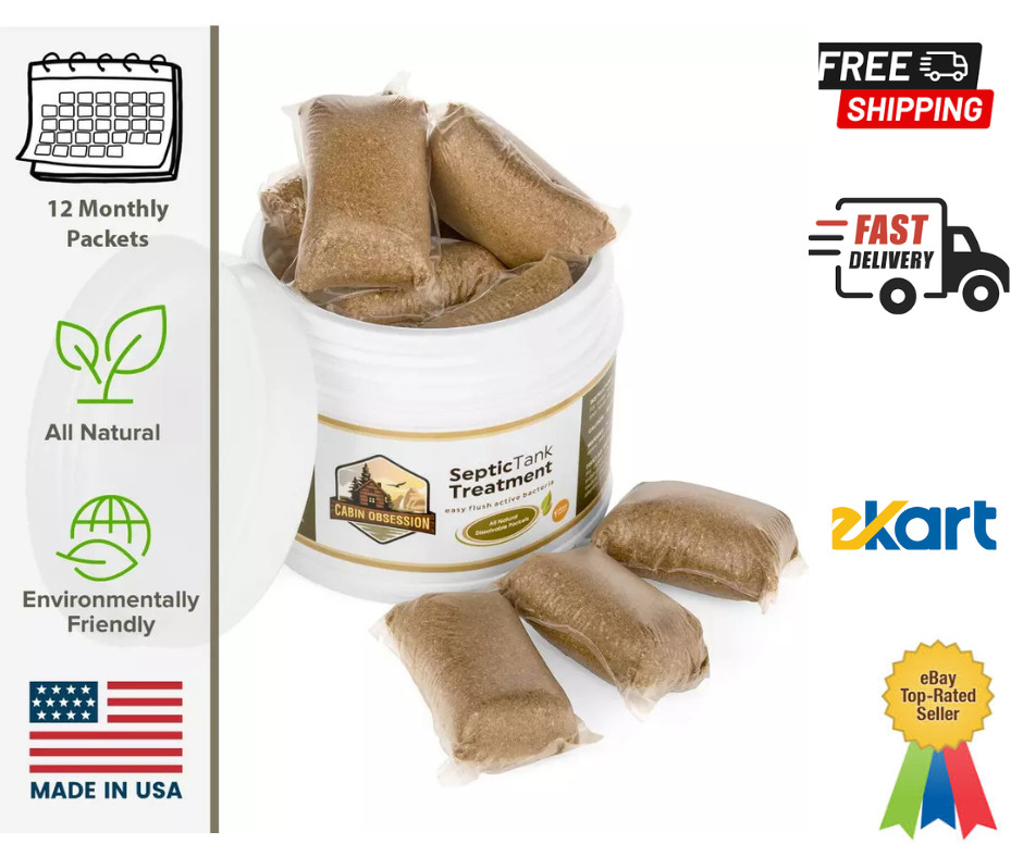 Septic Tank Treatment – 1 Year Supply of Dissolvable Easy Flush Live Bacteria…