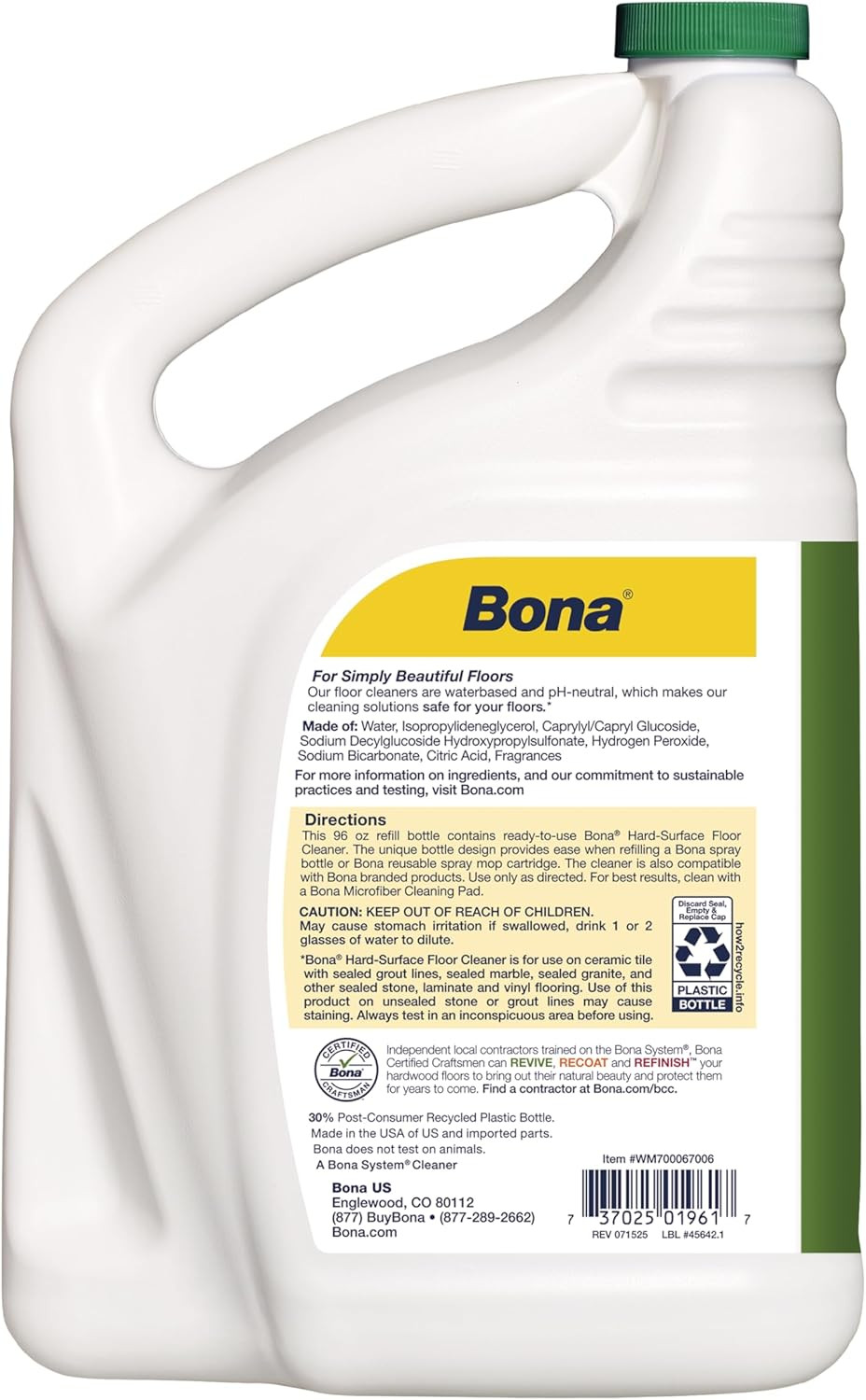 Bona Multi-Surface Floor Cleaner Refill, Lemon Mint, 96 Fl Oz