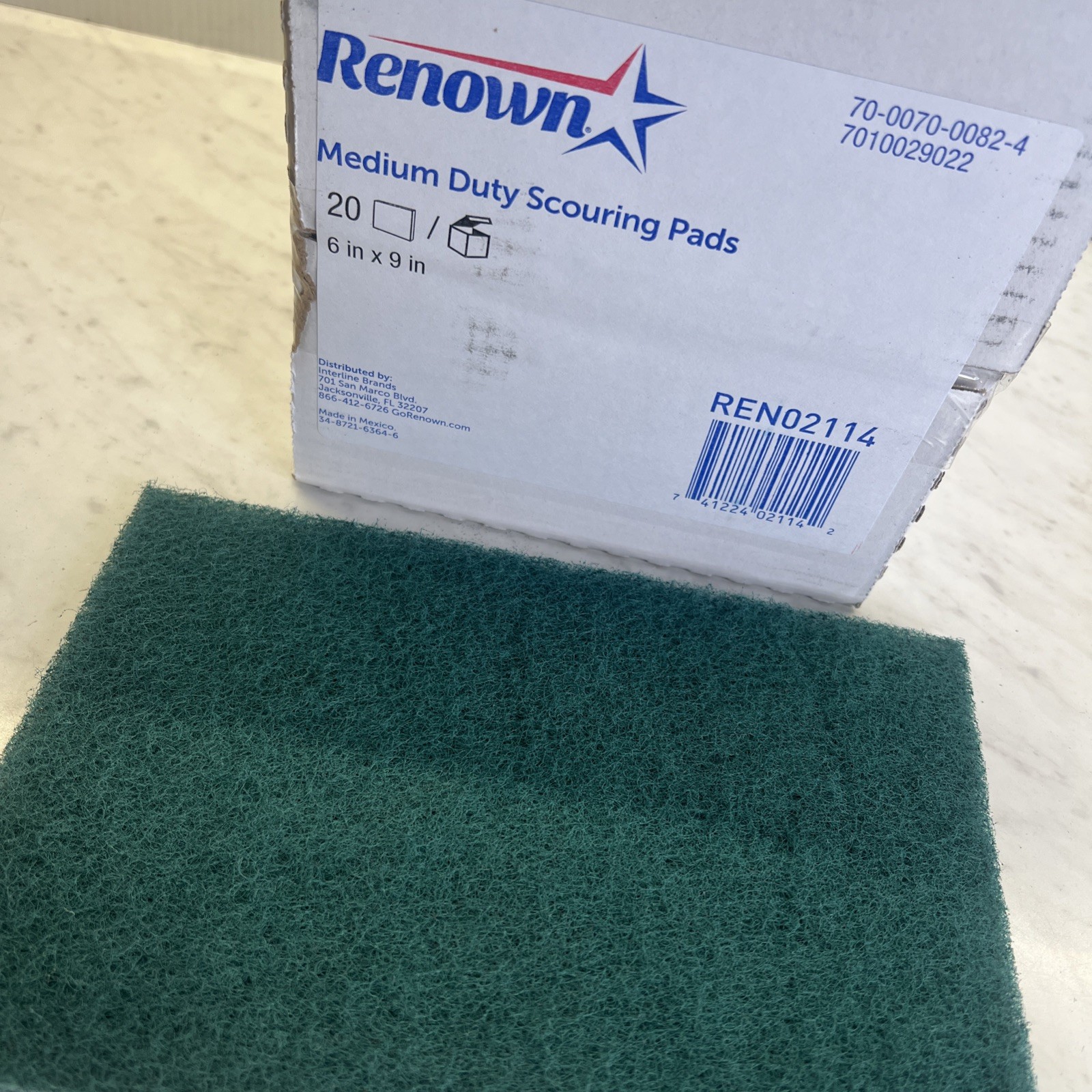 RENOWN Scouring Pads 20ct , Green, Medium Duty-REN02114 6”x9”