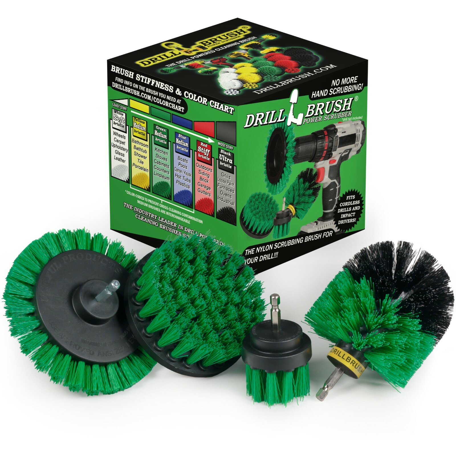 Drill Power Kitchen Scrub Brush Kit – Oven Cleaning Drillbrush Attachment