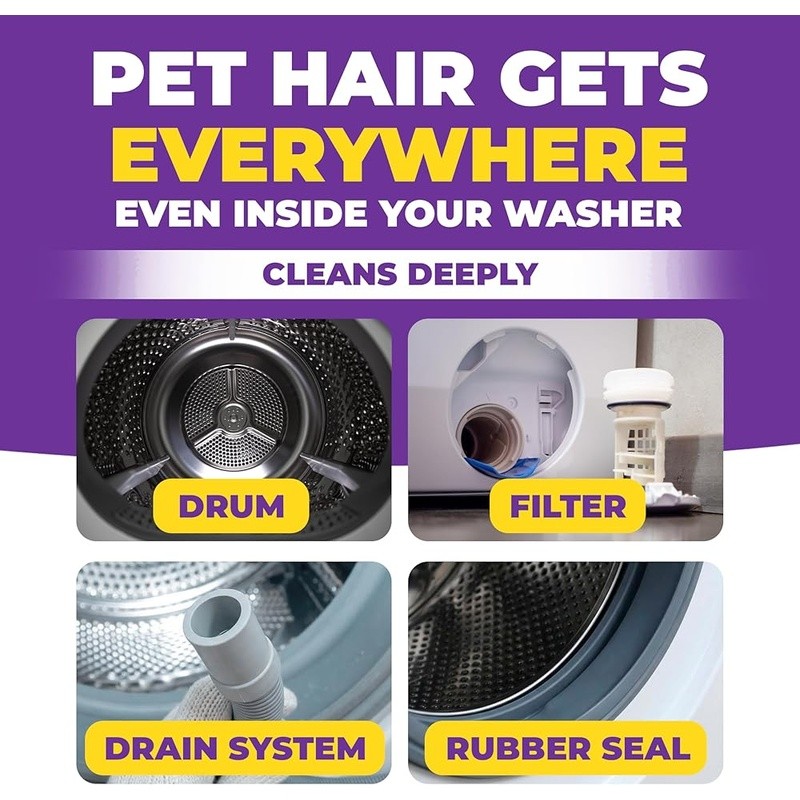 Pet Hair Washer Cleaner Tablets Easy Effortless Cleaning Enzyme Formula New