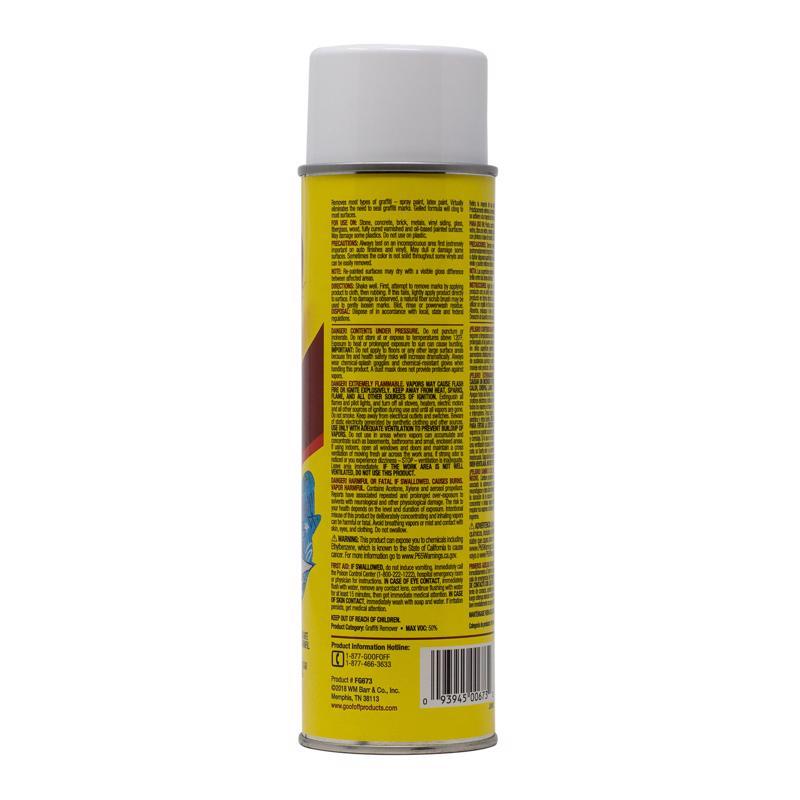 Goof Off FG673 Graffiti Remover, Opaque Viscous Liquid, 16 oz Aerosol Can Clear