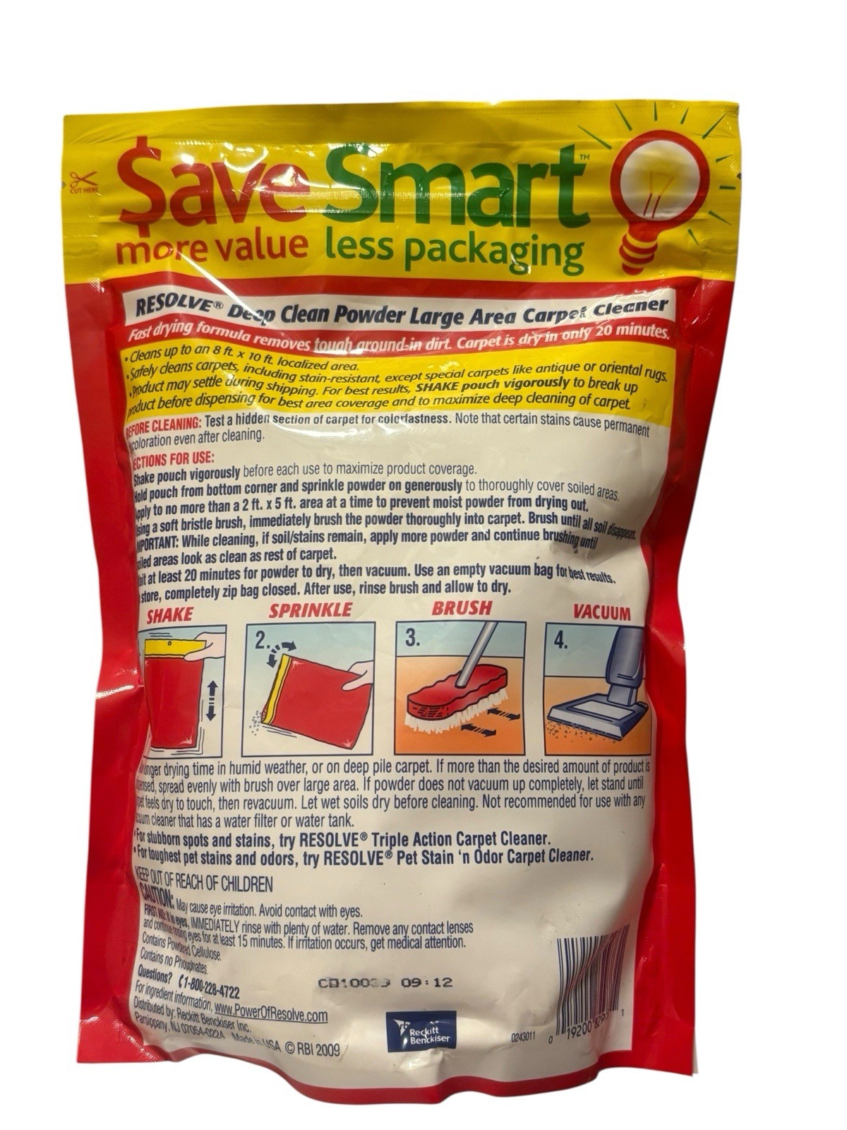 Resolve Deep Clean Powder Large Area Carpet Cleaner 22 oz New Sealed