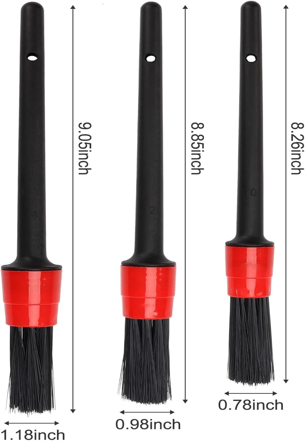 Auto Car Detailing Brush Set Car Interior Cleaning Kit Includes 3 Boar Hair Deta