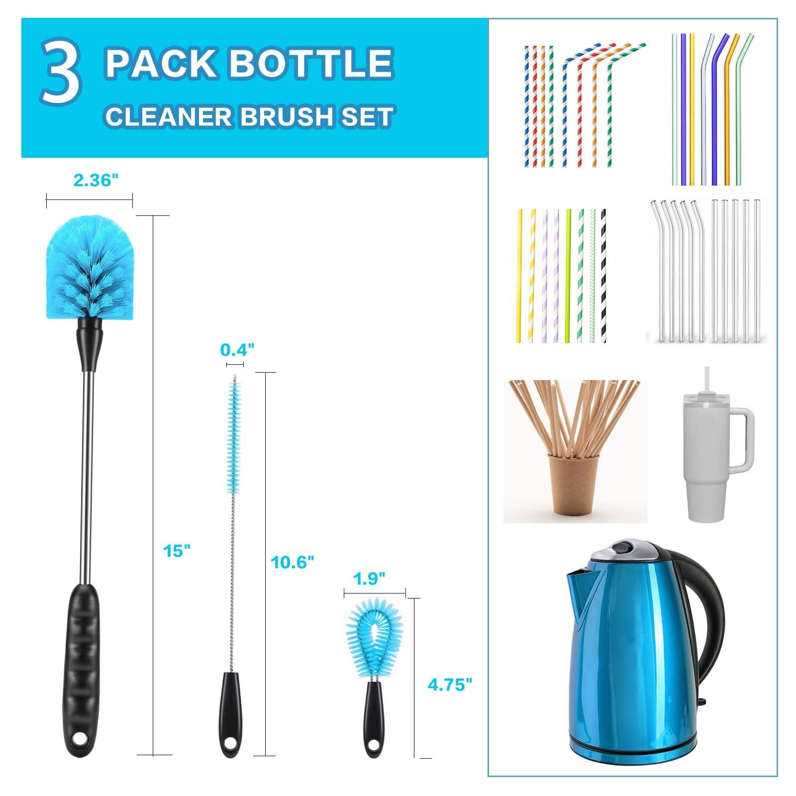 3 Pack Water Bottle Brush Setfruit And Vegetable Cleaning Brusheslong Handle 3in