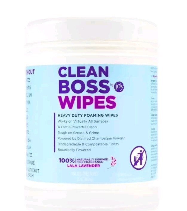 Joy CleanBoss Multi-Surface Lavender Cleaning Wipes 4-Pack Mega Tubs SEALED