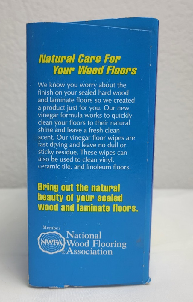 Pledge Grab It Vinegar Wet Floor Wipes Box of 12 Natural Care for Wood Sealed