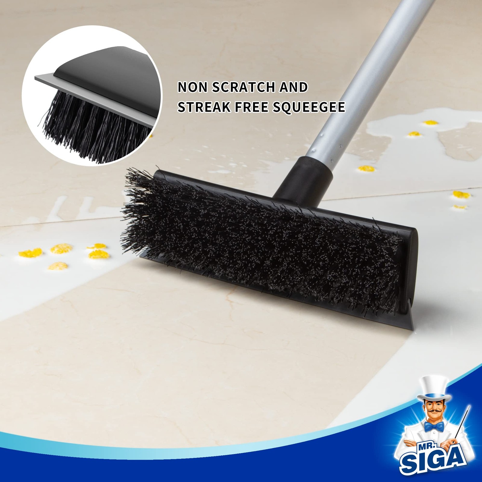 MR SIGA Floor Scrub Brush with Long Handle for Cleaning Cleaning Bathroom Shower