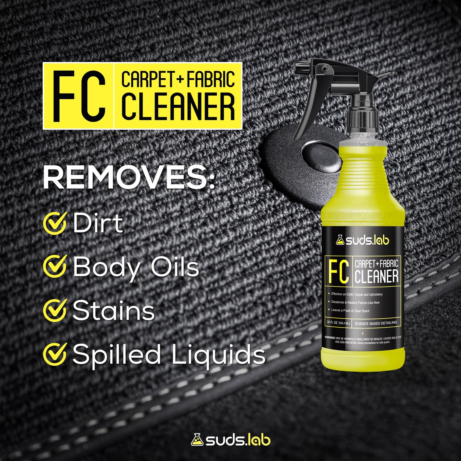 Suds Lab FC Carpet & Fabric Cleaner Interior Upholstery, Car Detailing for Se…