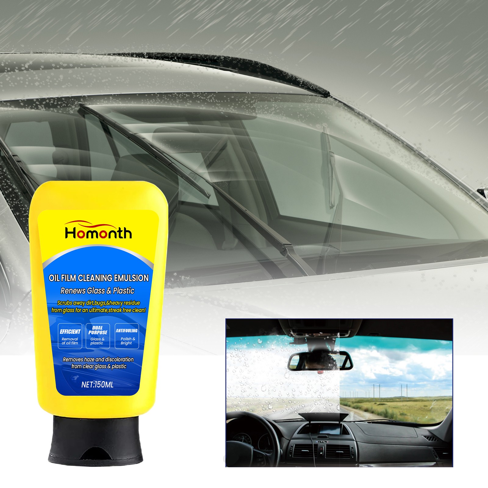 Front Windshield Oil Film Cleaner – Powerful Stain Removing Emulsion 🚗