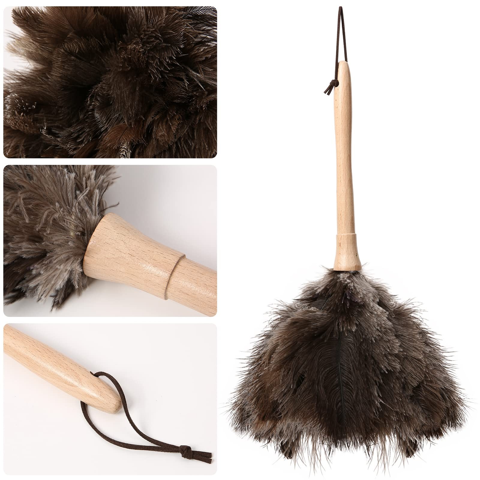 2PCS Ostrich Feather Duster 16 Inch Fluffy Natural with Wood Handle Reusable …