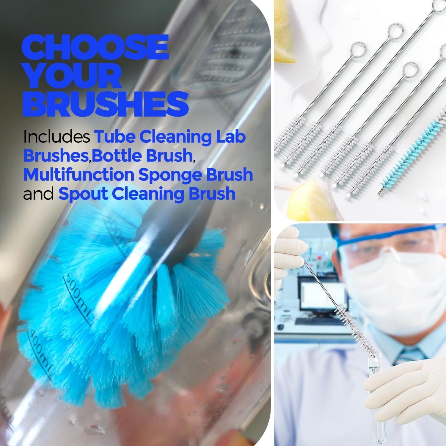 2/5 Pack Bottle Brush Cleaning Set，Long Handle Bottle Cleaner for Washing Narrow