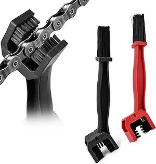 2 PCS Chain Brush, Chain Cleaning Brush Tool, Chain Gears Mai Color: Black+red