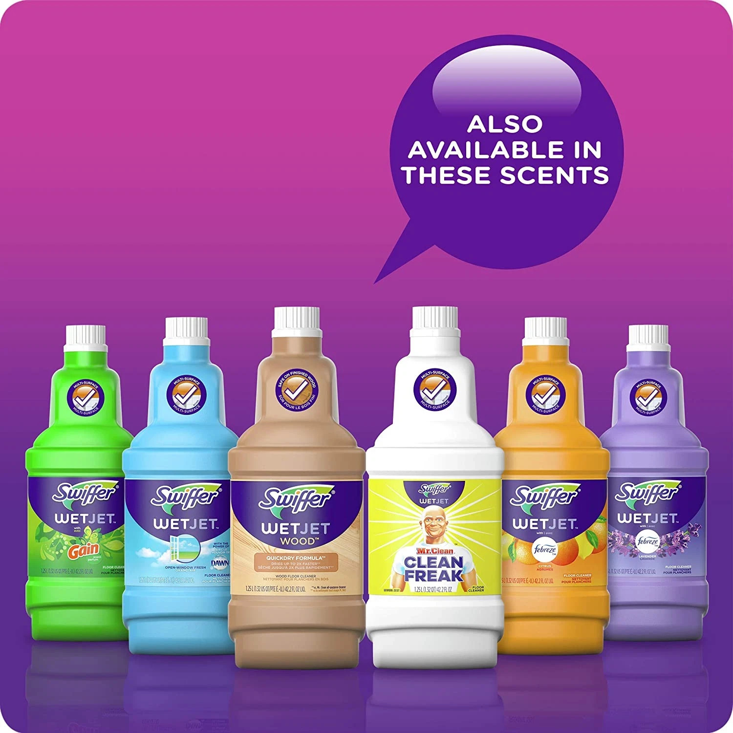 Swiffer Wetjet Multi-Purpose Floor Cleaner Solution with Febreze Refill, Hardwoo