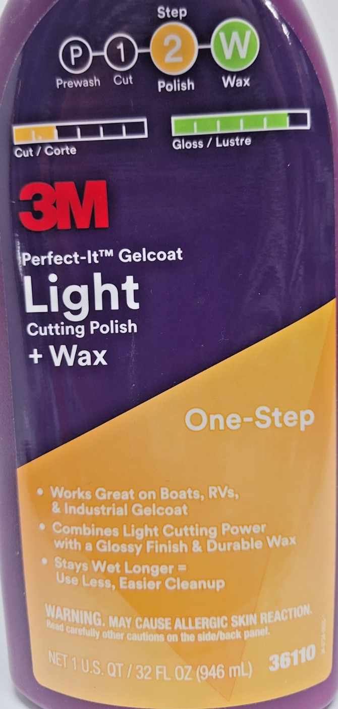 3M Perfect-It Gelcoat Light Cutting Polish + Wax: 1 quart One Step