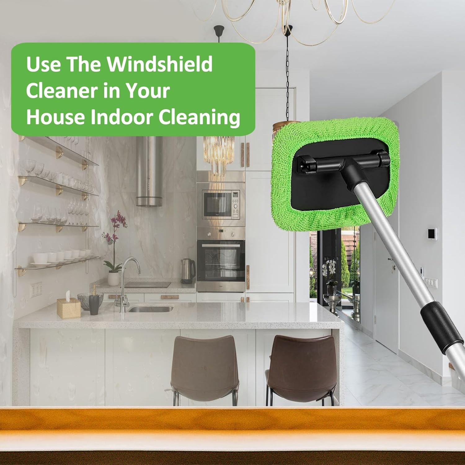 Windshield Cleaner Tool Car Auto Window Cleaning Tool Extendable&Microfiber Pads