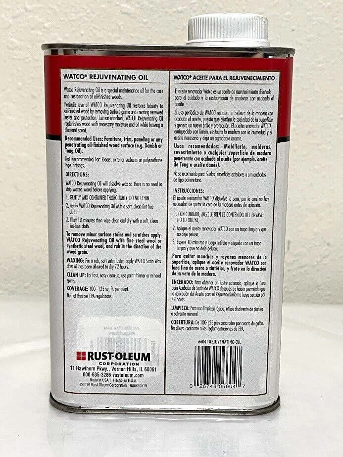 Watco Rejuvenating Oil Cleans & Restores 1 Quart Wood Finish Furniture