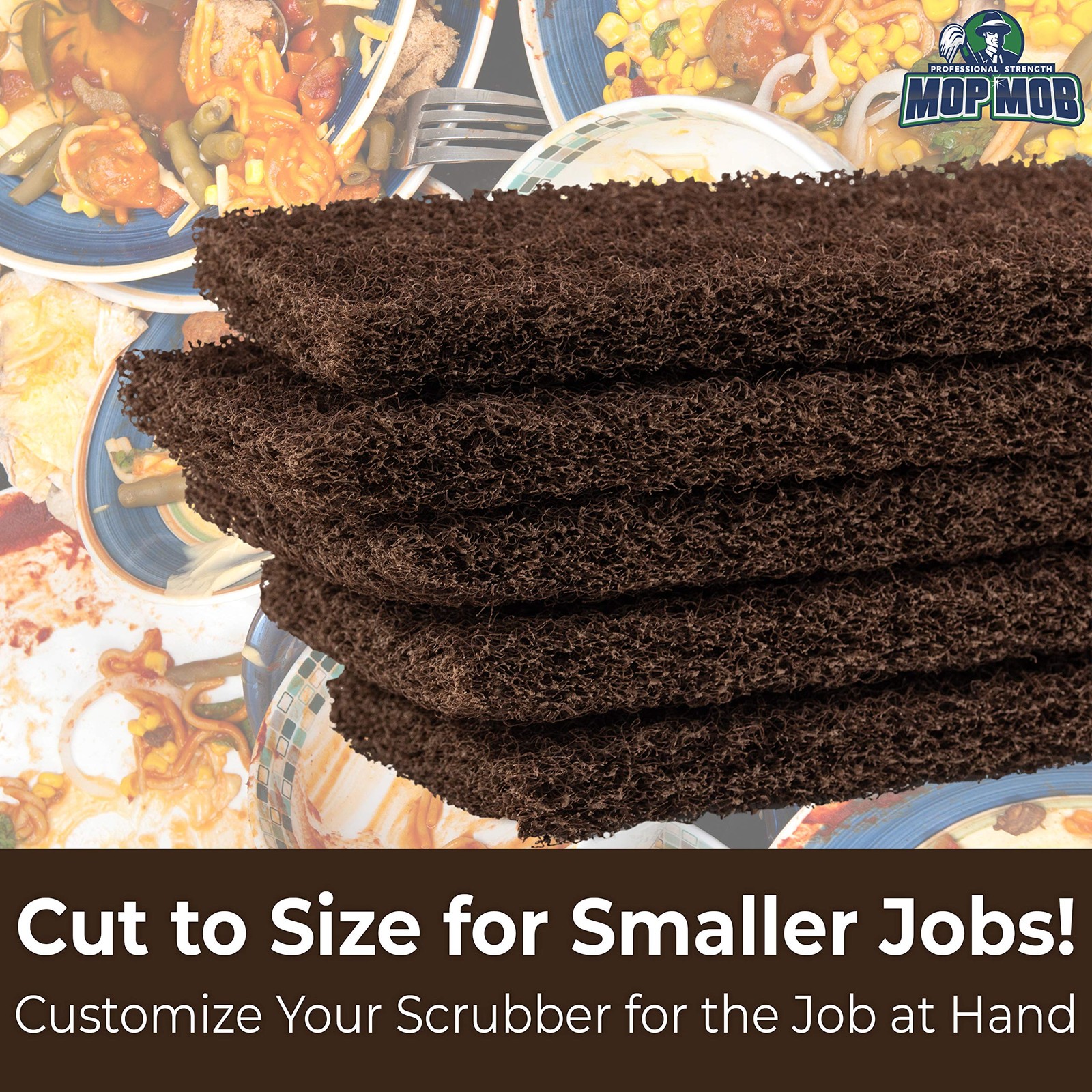 Heavy Duty XL Brown Scouring Pad 10 x 4.5in Large Multipurpose Scrubbing Sponges