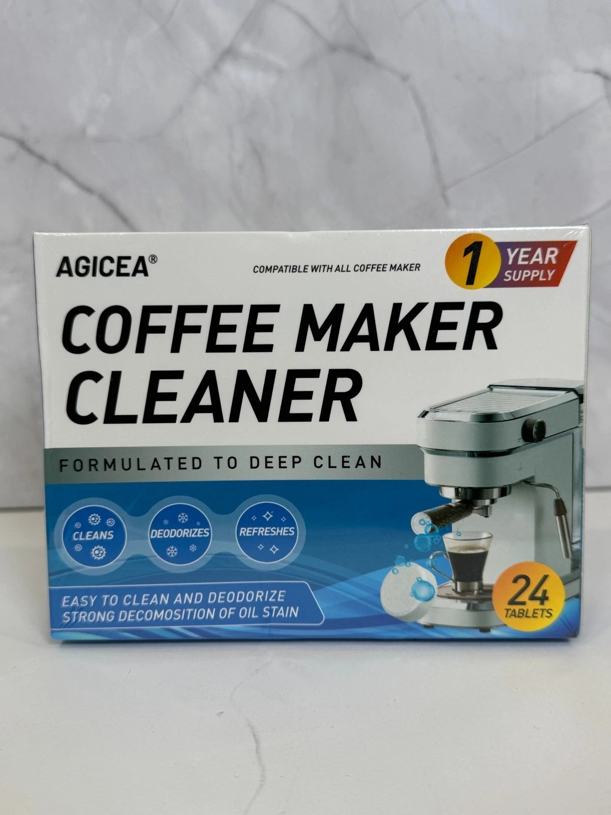AGICEA Coffee Maker Cleaner Tablets 24 Pack 1 Year Supply Deep Clean New