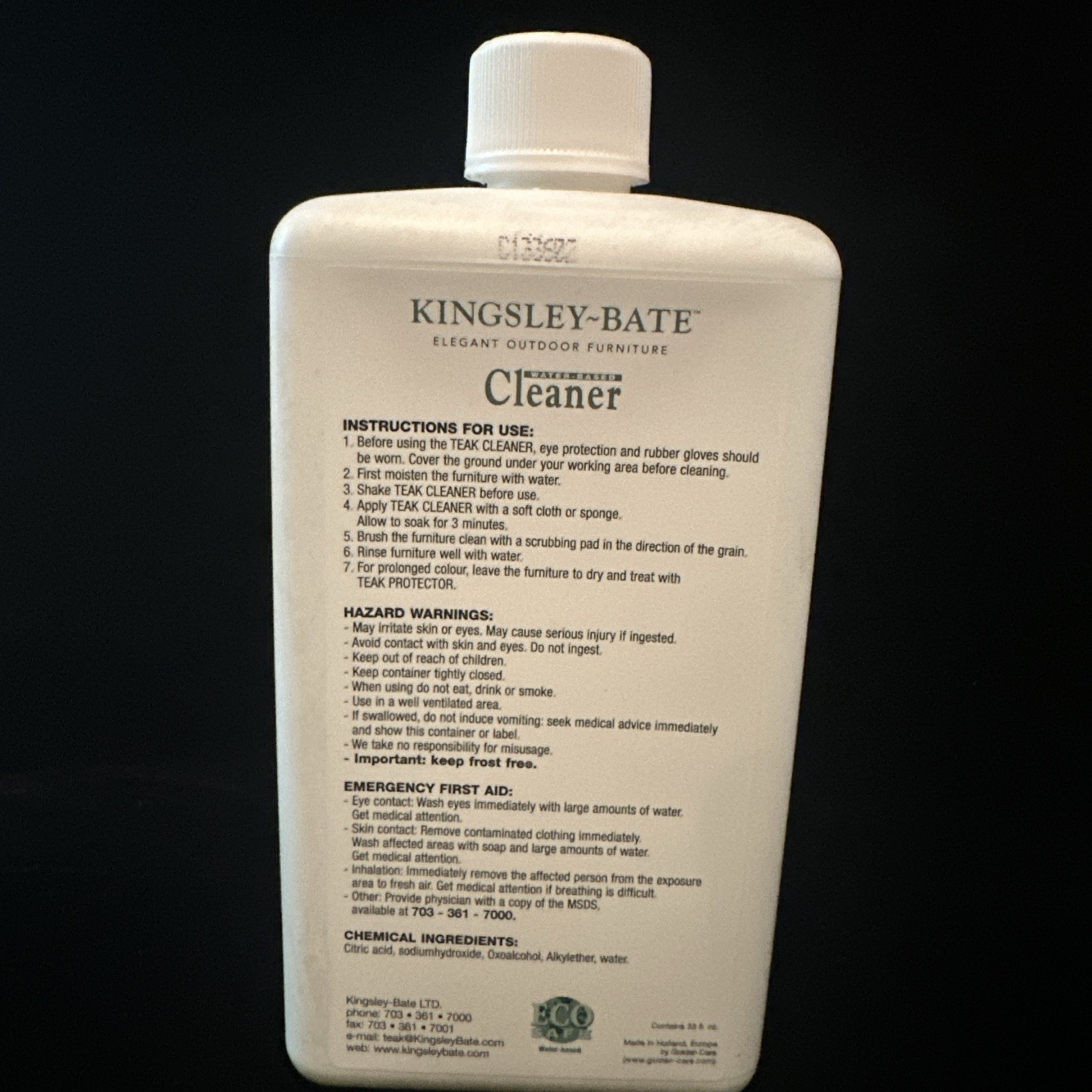 Kingsley Bate Water Based Cleaner for discolored gray teak-33 oz w/scouring pad