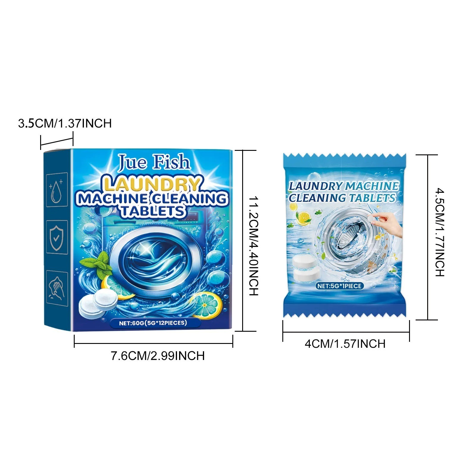12/24Pcs Washing Machine Cleaner Washer Deep Solid Cleaning Effervescent Tablets