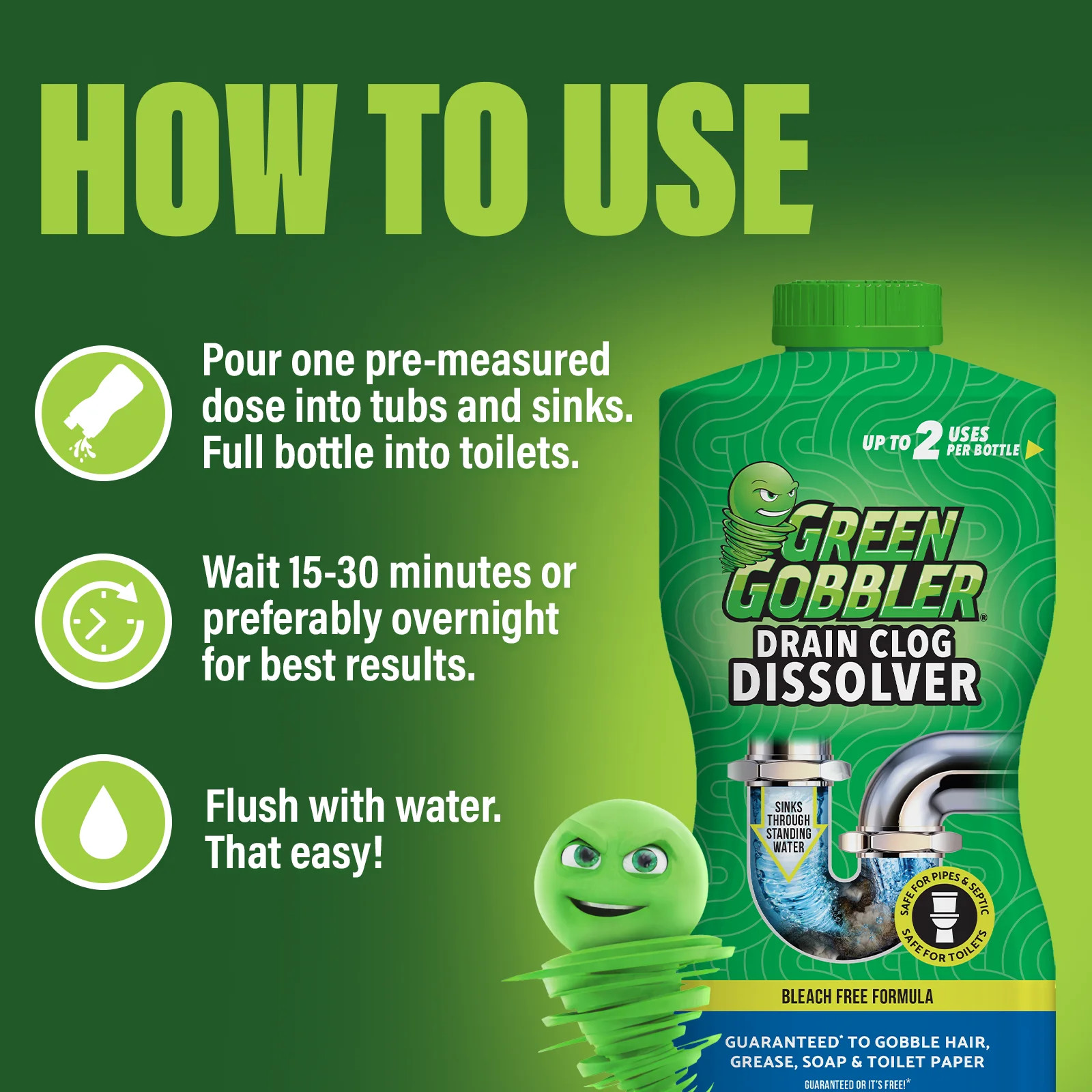 Drain Clog Dissolver, Drain Opener-Cleaner, Toilet Clog Remover, 31 oz