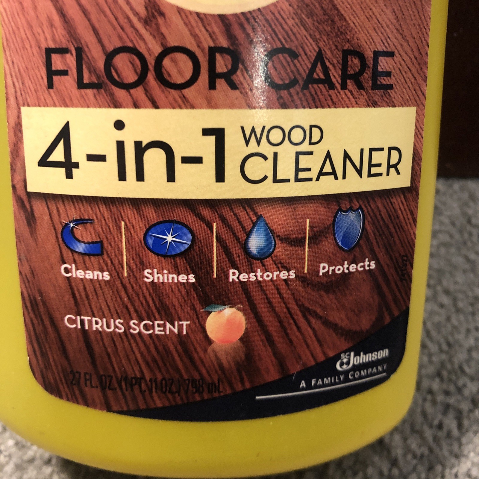 80% Full – Pledge Floor Care 4 In 1 Wood Cleaner CITRUS Scent, 27oz