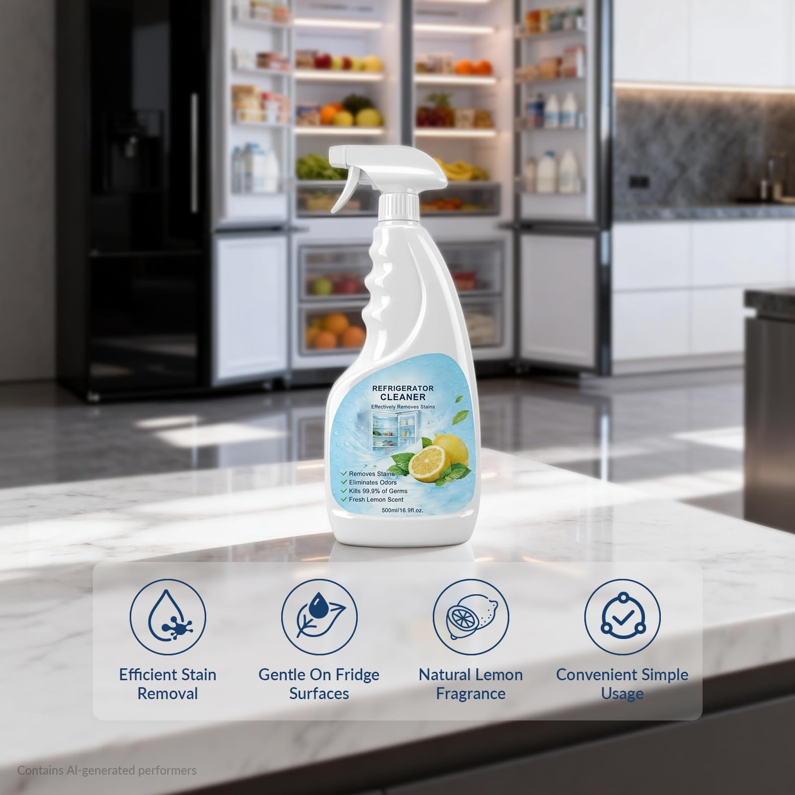 Refrigerator Cleaner Spray, Multipurpose Fridge Cleaner for Removing Stains &…