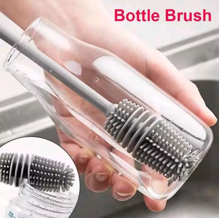 Silicone Milk Bottle Brush Cleaner Kitchen Drink Glass Cup Scrubber Long Handle