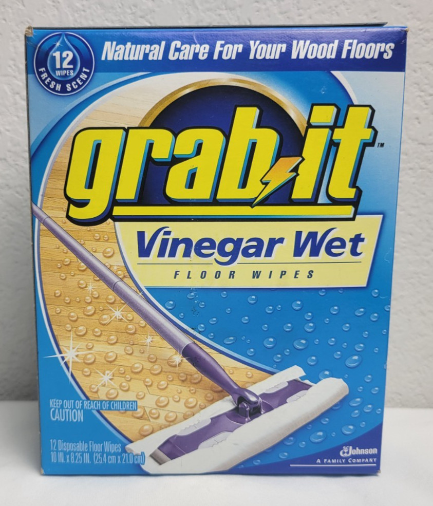 Pledge Grab It Vinegar Wet Floor Wipes Box of 12 Natural Care for Wood Sealed