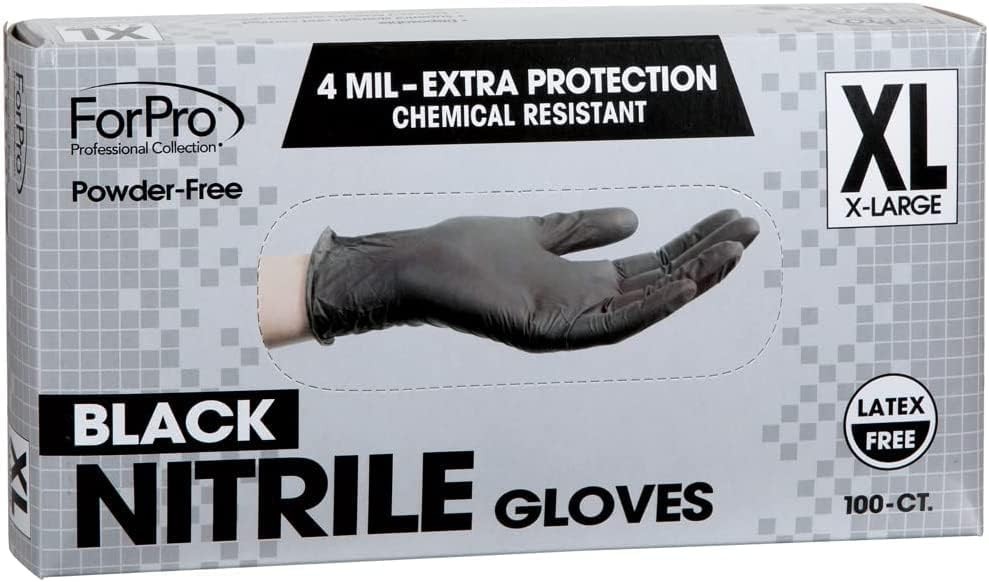 ForPro Disposable Nitrile Gloves, Chemical X-Large (Pack of 1000), Black