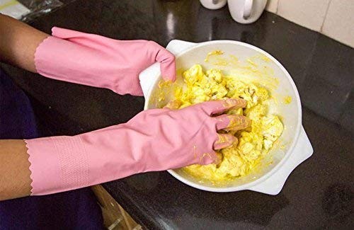 Scotch-Brite Rubber Kitchen Gloves Small Size-Pack Of 2 Pairs, Pink