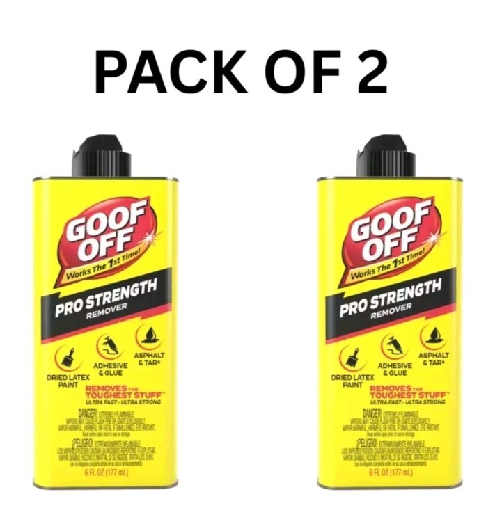 Goof Off Professional Strength Latex Paint and Adhesive Remover, 6 fl.oz -2 PACK