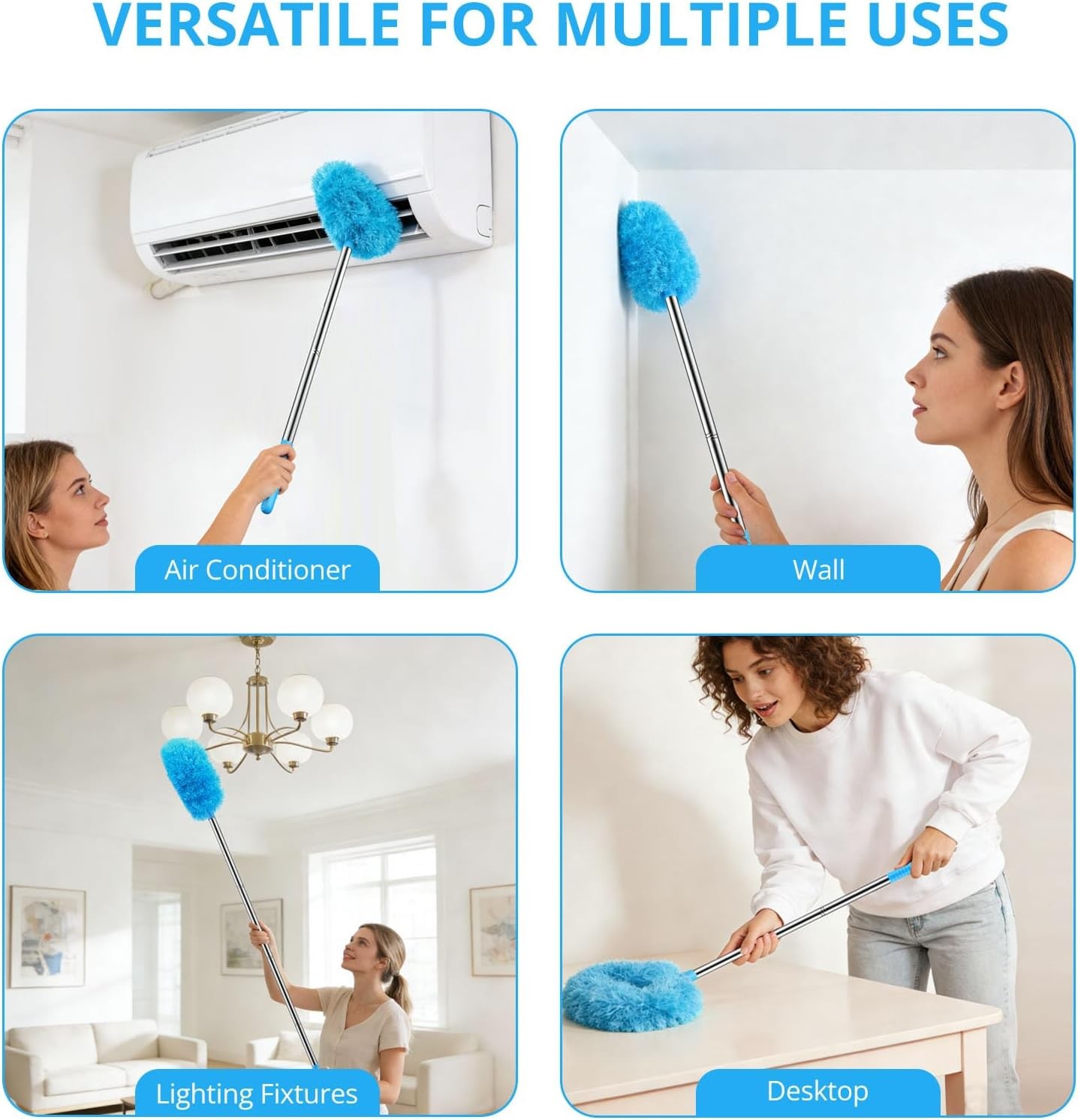 Ceiling Fan Cleaner Duster, Microfiber Ceiling Fan Duster with Extension Pole
