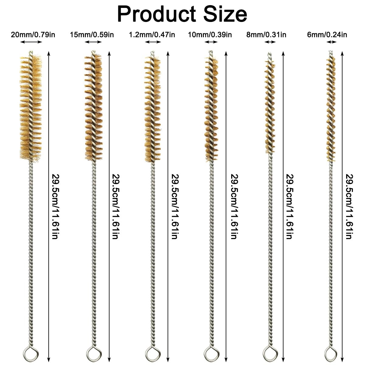 12 Pcs Brass Wire Brush Stainless Steel Wire Brush Set, 12″/30.5cm Long, Roun…