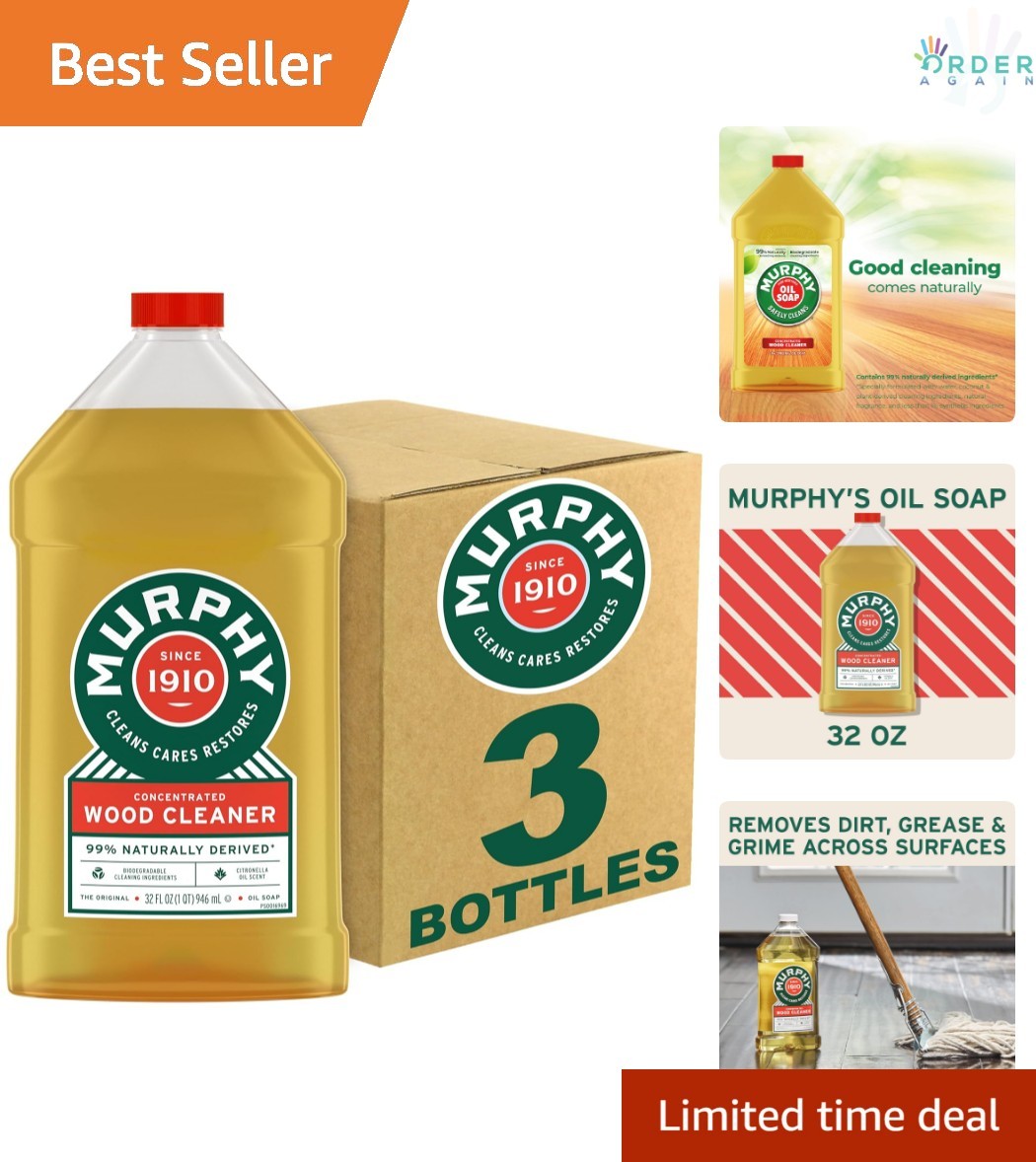 Wood Cleaner Oil Soap Liquid 32oz Triple Pack Biodegradable Natural