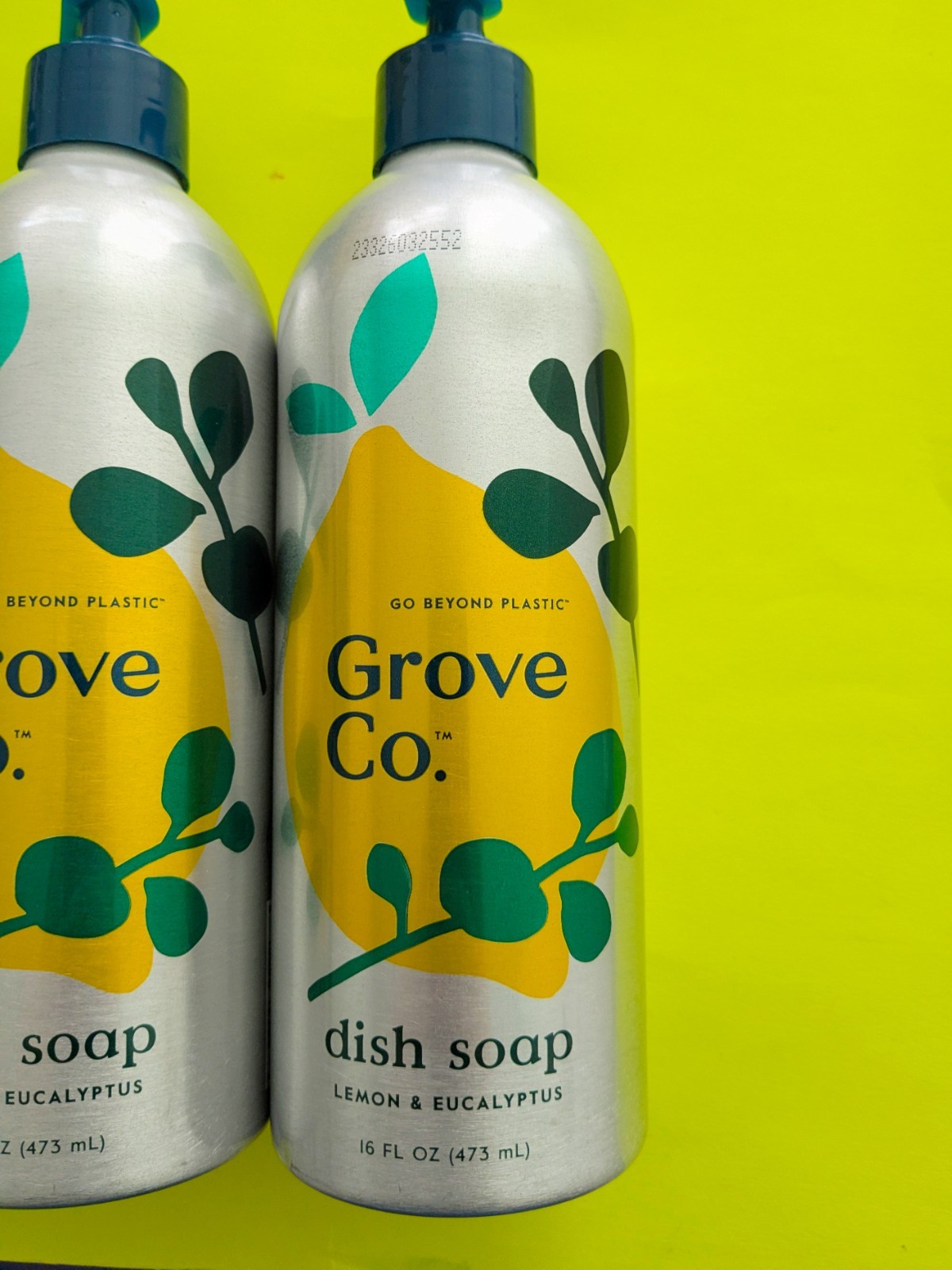 Grove Co Dish Soap Lemon & Eucalyptus Metal Bottle with Pump 16 oz – Lot of 3