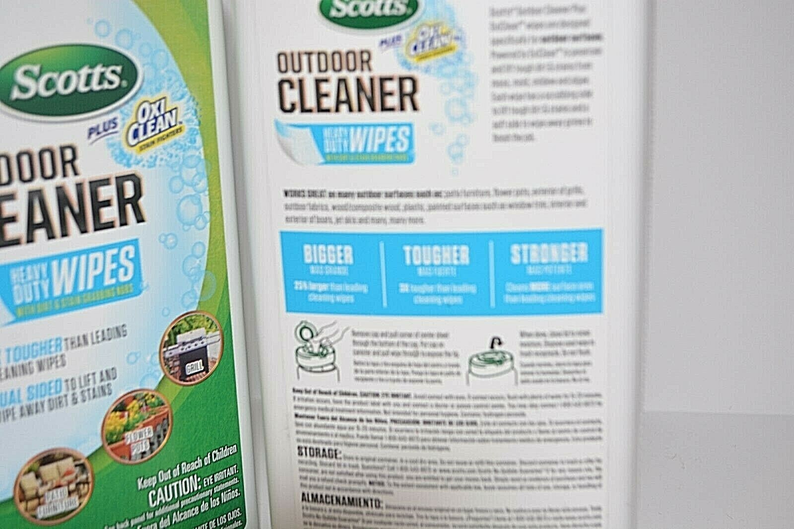 2 SCOTTS PLUS OXI CLEAN STAIN FIGHTERS OUTDOOR CLEANER HEAVY DUTY WIPES 50 TOTAL