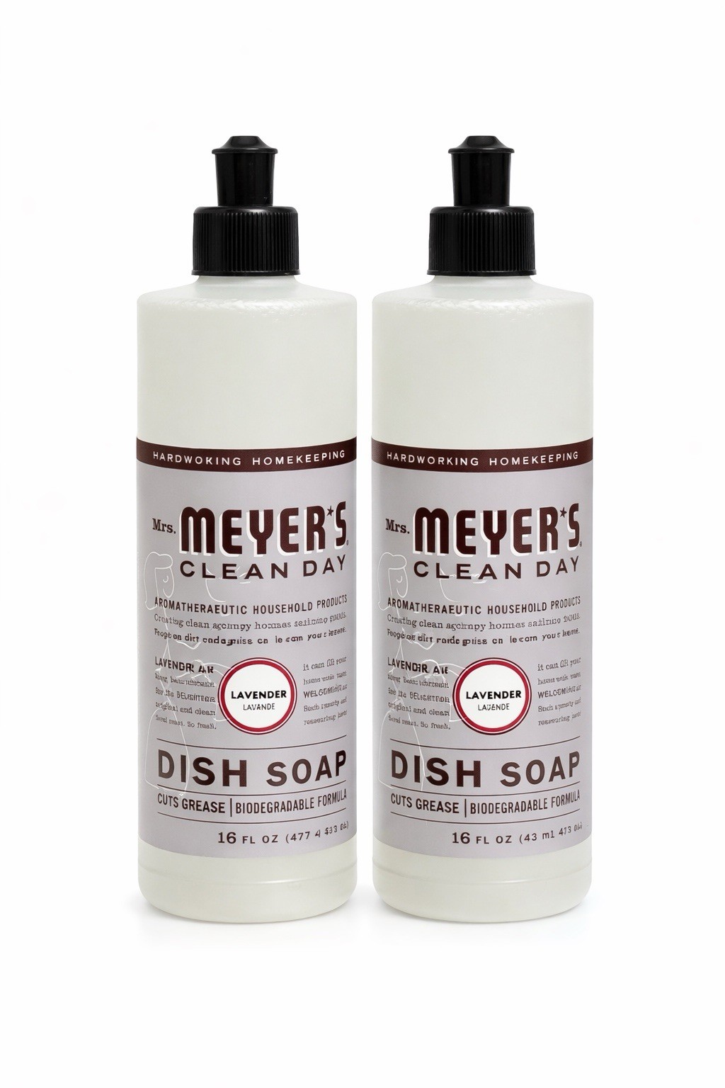 2 Bottles Mrs. Meyer’s 16 Oz Clean Day Lavender Scent Biodegradable Dish Soap
