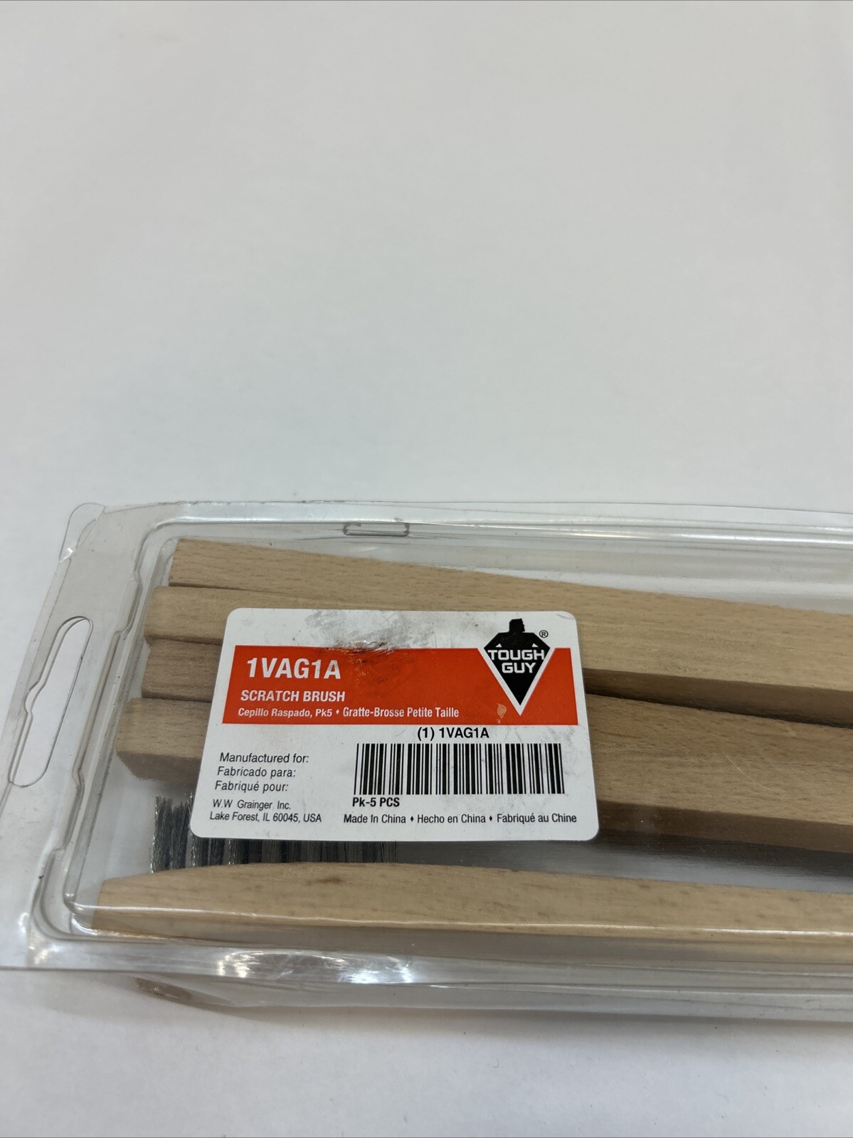 TOUGH GUY Scratch Brush, 6 1/2 in L Handle, 1 7/8 in L Brush 5 Pack