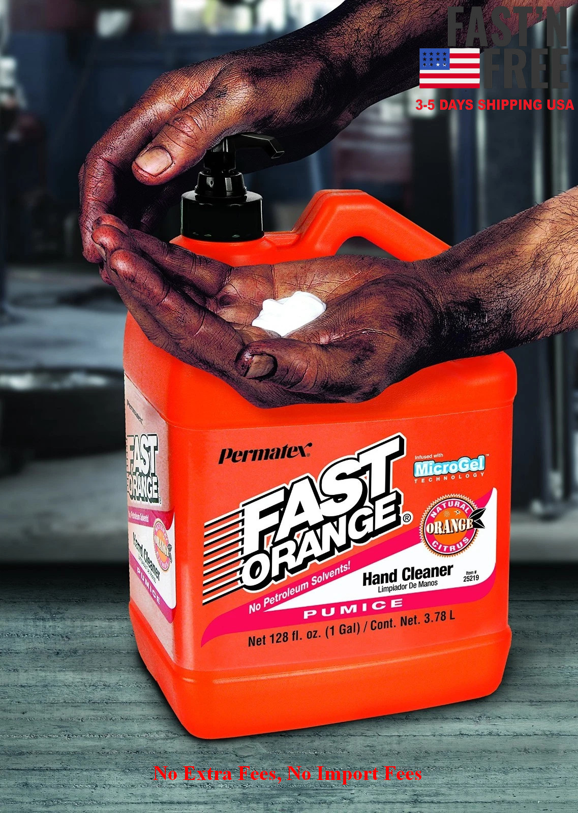Fast Orange Pumice Hand Cleaner 1 Gal. Orange Scented Natural Citrus Scent 4PACK