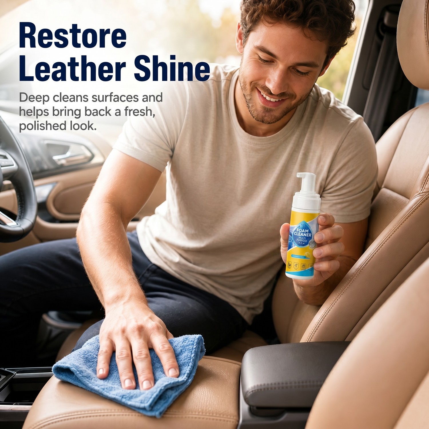 New 4-in-1 Multi-Enzyme Foam Cleaner, All-Purpose Spray 5oz with Sponge & Towel