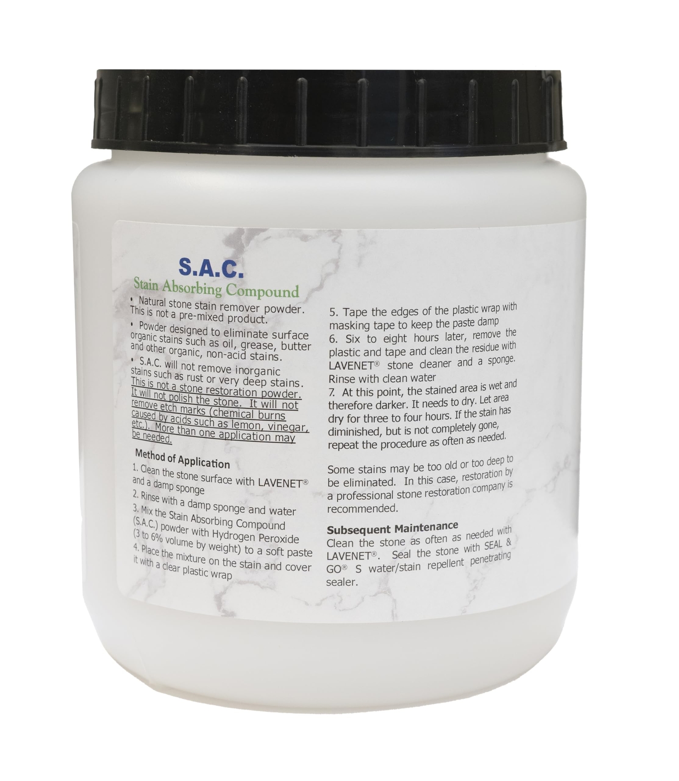 SAC Poultice Powder (2.2 Lb) Powder to remove organic stains such as oil, gre…